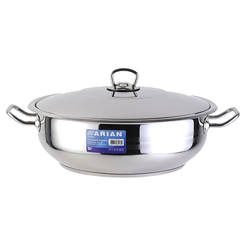 Сотейник каструля низька з кришкою Arian Gastro 8,5 л 32х12 см з нержавіючої сталі для індукції і газу