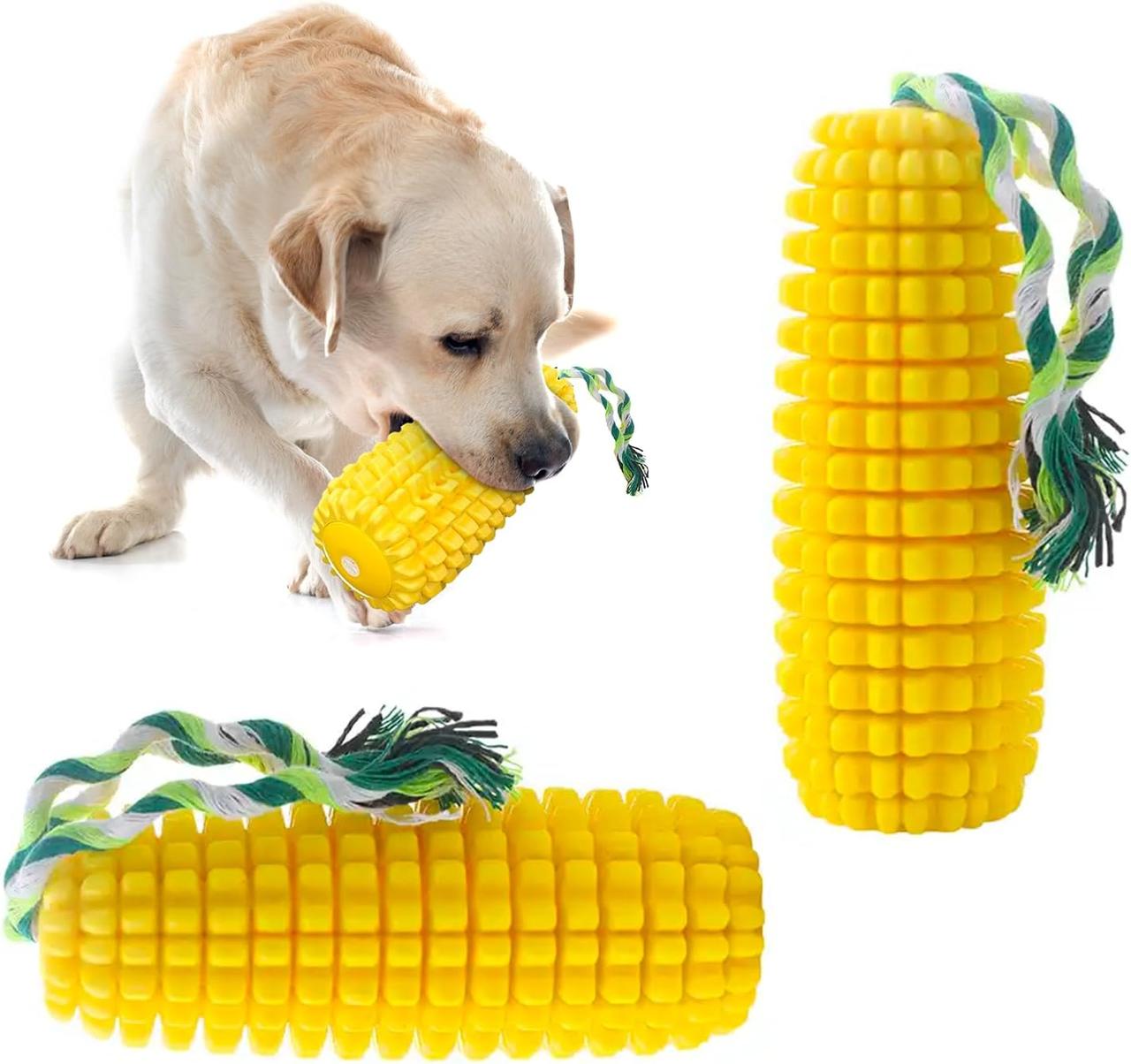 Іграшка для собак "Кукурудза" з пищалкою та мотузкою CNN-101 жовтий, фото 1