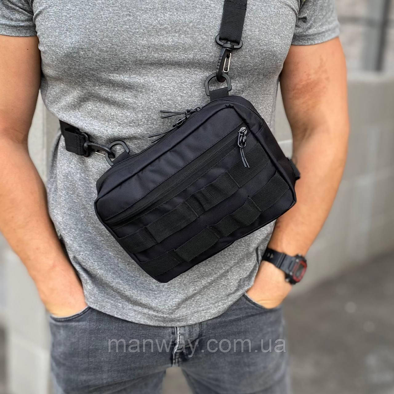 Тактична сумка чоловіча нагрудна бананка барсетка сумка через плече міцна багато відділень міська