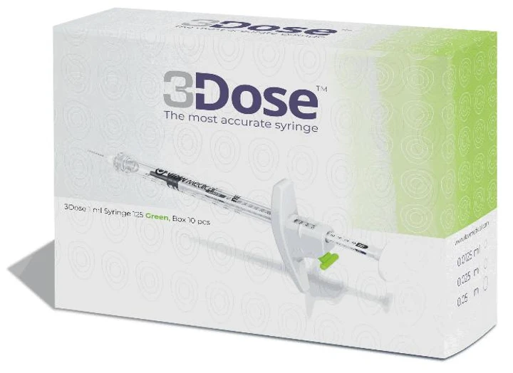 Трикомпонентний шприц із замком Луєра 3Dose зелений 1 мл