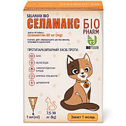 Селамакс Біо Selamax Bio краплі від глистів, бліх, кліщів для кішок вагою від 7,5 до 10 кг, 1 піпетка