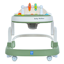 Ходунки дитячі BAMBI (музика, світло, ігрова панель, стопи на колесах) Baby Walker M 5032L-5 Зелені, фото 3