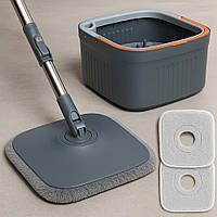 Набір швабра та відро з віджимом 5,8 л + 2 насадки / Швабра для миття підлоги / Швабра ледар