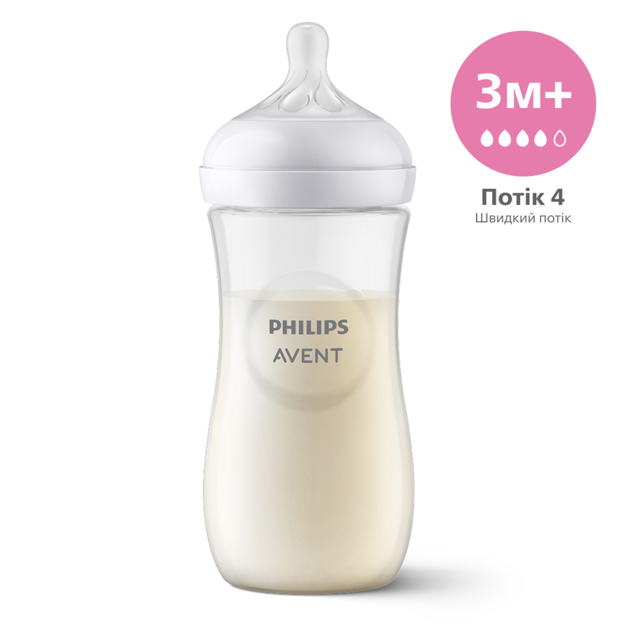 Пляшечка для годування Philips AVENT SCY906/01 Natural Природний потік, швидкий, від 3+ місяців, 330 мл, 1 шт, фото 1