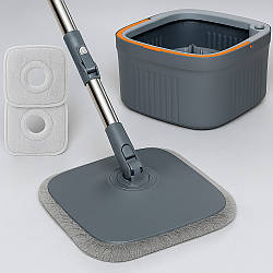 Швабра з віджимом і відро 5,8 л + 2 насадки / Швабра з самовіджимом / Швабра ледарка