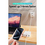 Адаптер мережевий XO L133 3USB, 3Type-C, QC, 1.5 м, білий, фото 4