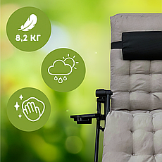 Розкладне крісло шезлонг| Сірий | навантаження до 150 кг | з матрасом і подушкою | LEOBRO LB-ZGC-K2-GRY | для вдома, на дачі, або, фото 4