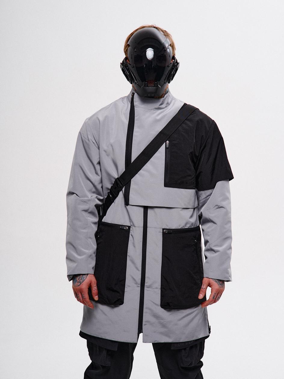 Плащ на мікрофлісі з полікотону Бакуто сірий з чорним S, М, L, ХL, ХХL, фото 1