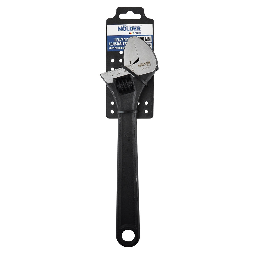 Ключ розвідний посилений MOLDER 300мм, макс діаметр 33мм, Cr-V, HRC 44-45, вимірюв. шкла (24шт/ящ), фото 1