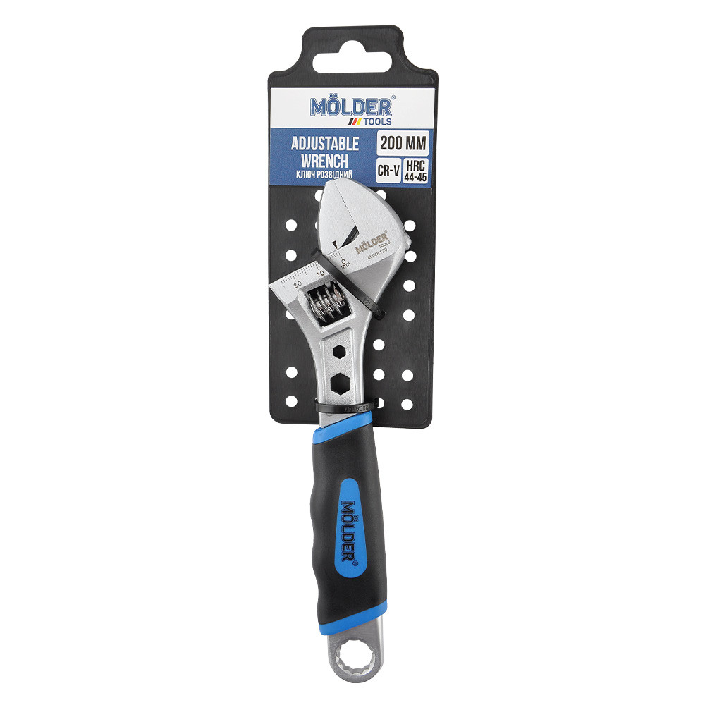 Ключ розвідний MOLDER 200мм, макс діаметр 24мм, Cr-V, HRC 44-45, вимірювальна шкла (60шт/ящ), фото 1