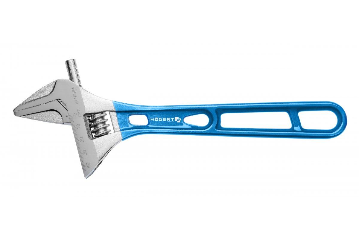 Розвідний ключ з подовженою ручкою Hogert 256 мм для роботи з гайками (HT1P564), фото 1