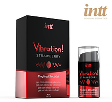 Рідкий вібратор Intt Vibration Strawberry 15 мл, густий гель, дуже смачний, діє до 30 хвилин