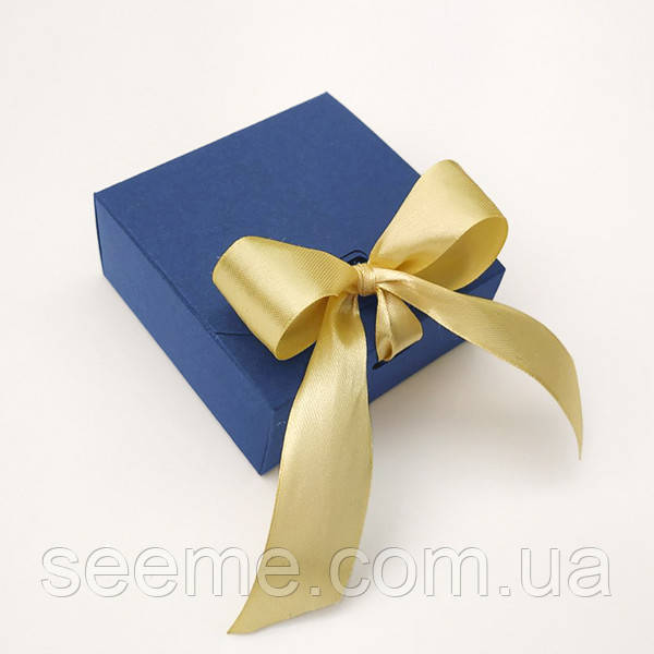 Коробка подарункова 80х80х35 мм, колір синій, фото 1