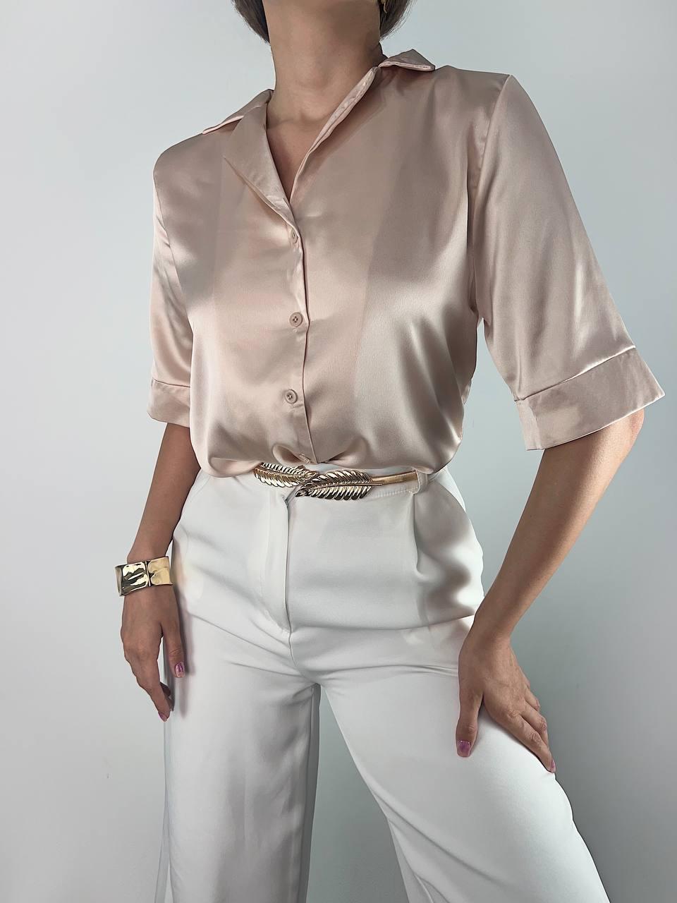 Жіноча сорочка оверсайз з рукавами до ліктя вільного фасону (р. 42-46) 10BL1109, фото 1