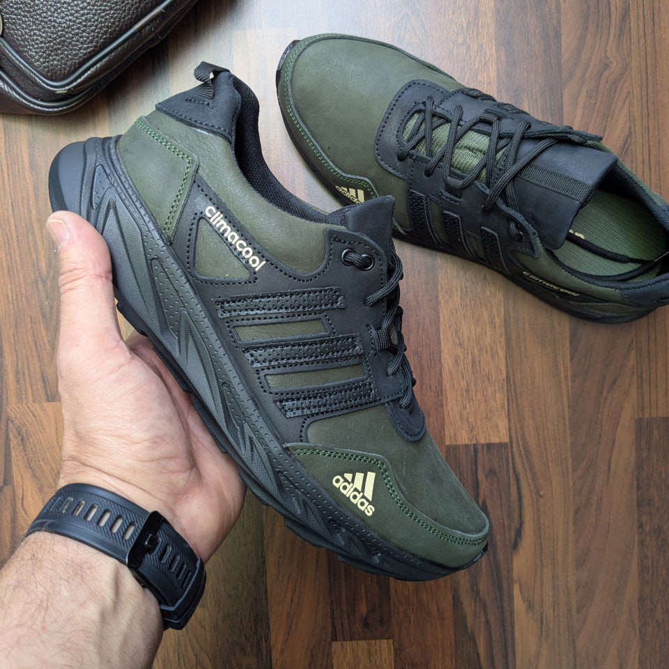 Чоловічі шкіряні кросівки (натуральна шкіра) хакі демісезонні, взуття для чоловіків на весну осінь, розміри 40-45, фото 1