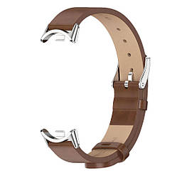 Шкіряний ремінець Mijobs для фітнес-браслета Xiaomi Smart Band 10 - Brown/Silver
