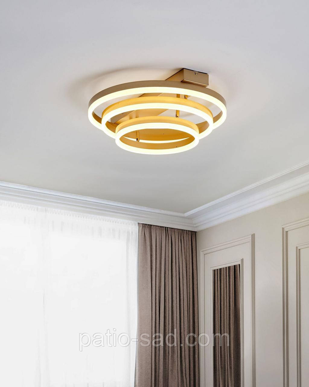 Стельовий світильник із трьома кільцями NORE, золотий, фото 1