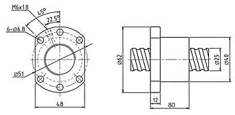 Гайка для КГП 2510 SFU2510, гайка кулько-гвинтової передачі, фото 3