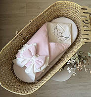 Велюровий конверт для новонароджених, конверт з вишивкою на виписку, демісезонний конверт Angelok-child