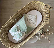 Велюровий конверт для новонароджених, конверт з вишивкою на виписку, демісезонний конверт Angelok-child
