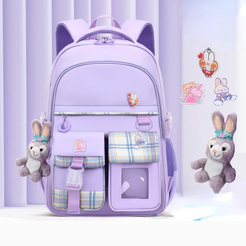 Дитячий шкільний рюкзак для дівчинки, стильний портфель для школи С 72832 з брелком, фіолетовий