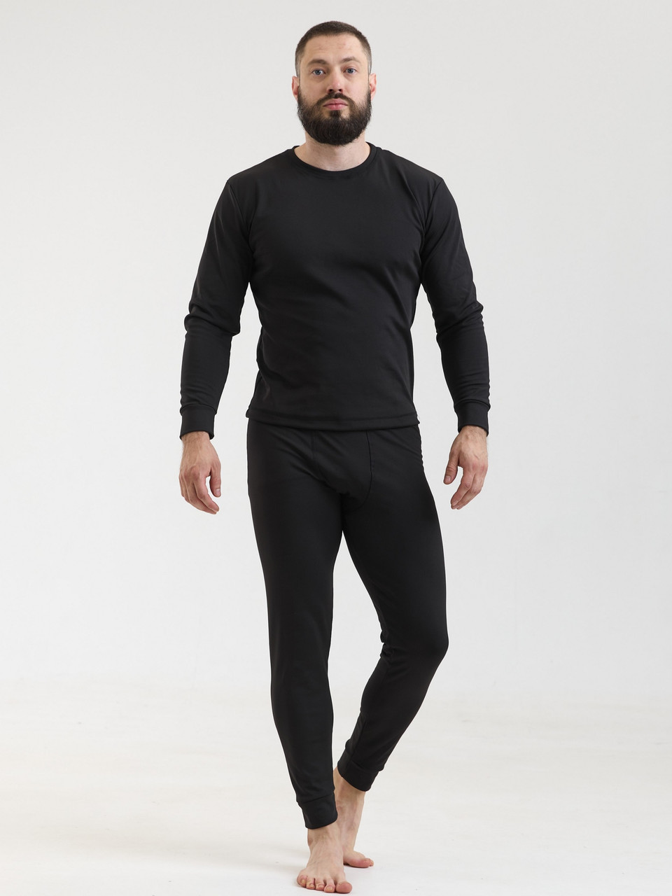 Комплект термобілизни чоловічий (кофта, штани) S - Чорний, фото 1