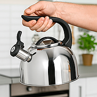 Чайник для плити зі свистком PureSteel, 2,5 л, одинарне дно, нержавіюча сталь