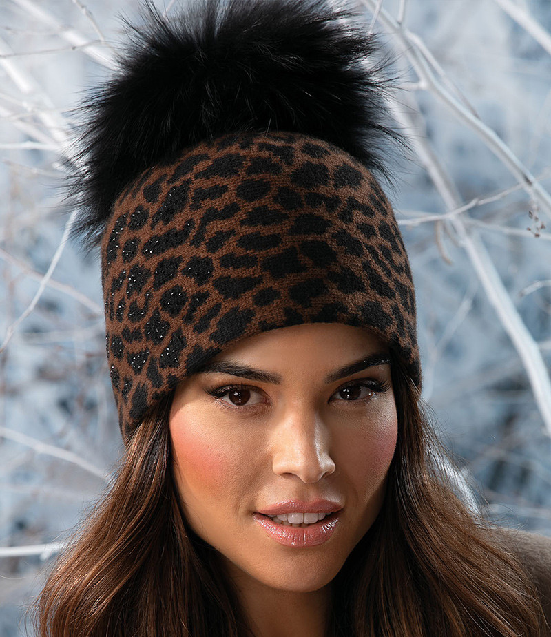 Модна польська шапка Willi «Derina», з помпоном із натурального хутра у кольорі шоколад., фото 1