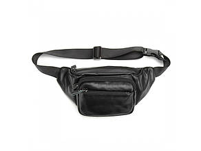 Сумка-бананка чоловіча на пояс або через плече невеликих розмірів із натуральної гладкої глянсової шкіри
