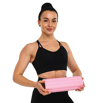 Ролер масажний циліндр (ролик мфр) 33см Grid Line Roller SP-Sport FI-9374 Рожевий