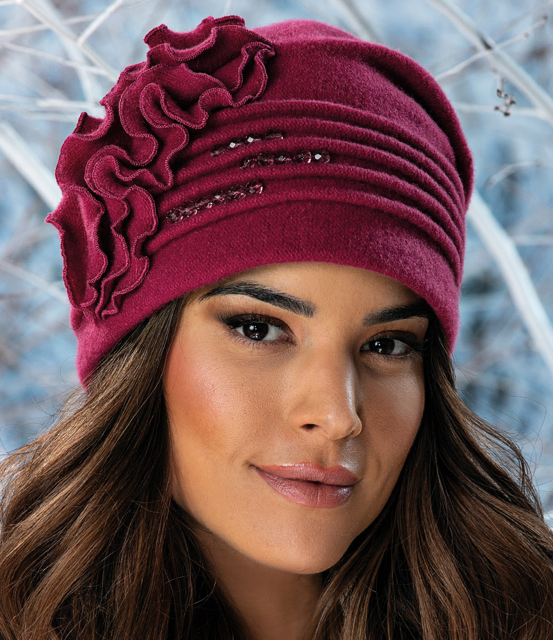 Єлегантна шапка-бандана Willi «Domina», з ефектним декором, у кольорі малина., фото 1