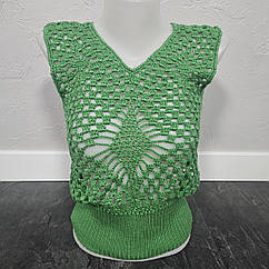 Топ кофта кардиган в'язаний жіночий зелений гачком ручна робота