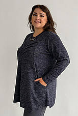 Туніка з кишенями у великих розмірах на осінь і весну синя, фото 2