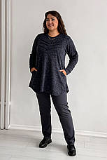 Туніка з кишенями у великих розмірах на осінь і весну синя, фото 3