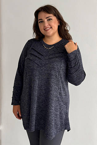 Туніка з кишенями у великих розмірах на осінь і весну синя, фото 1