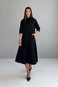 Спідниця жіноча сонце-кльош з запахом і мереживом 44-50 разміри чорна