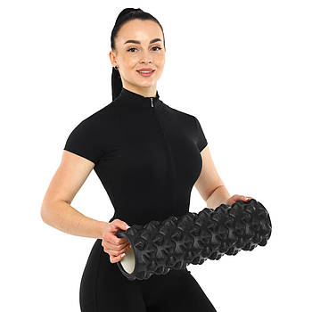 Ролер масажний циліндр (ролик мфр) 45см Grid Rumble Roller SP-Sport FI-9395 Чорний