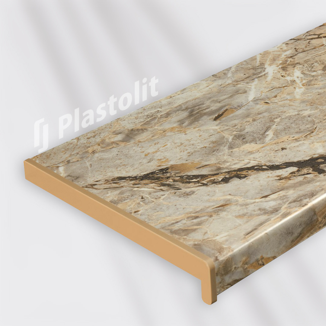 Підвіконня ПВХ PLASTOLIT Classic Глянцеве Мармур Версалес, фото 1