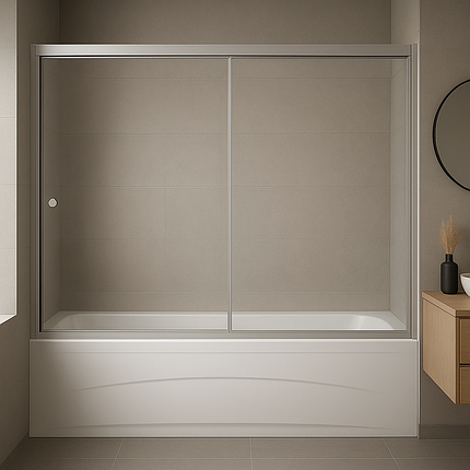 Штора для ванної KO&PO 170 S 2 170х140 см хром розсувні двері прозоре скло, фото 2