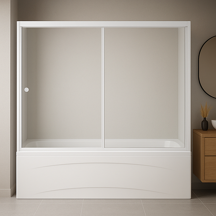 Штора на ванну KO&PO 150 S 2 150х140 см розсувна біла скло прозоре, фото 2