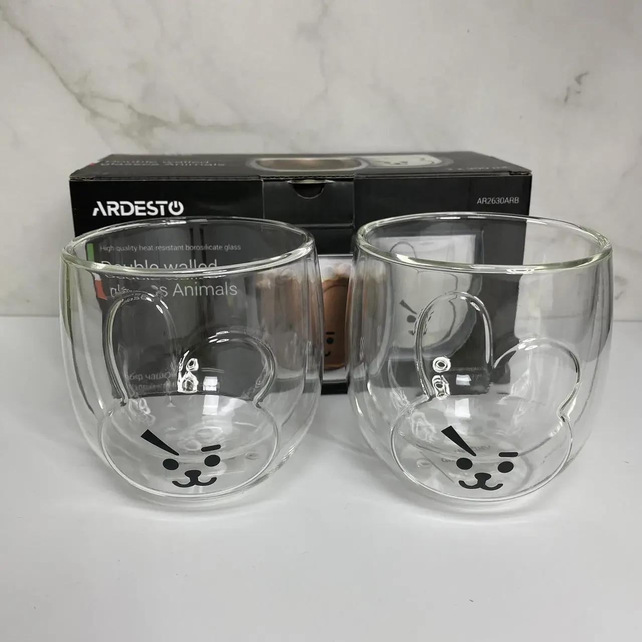 Набір склянок ARDESTO Animals з подвійними стінками, 300 мл, 2 шт AR2630ARB, фото 1