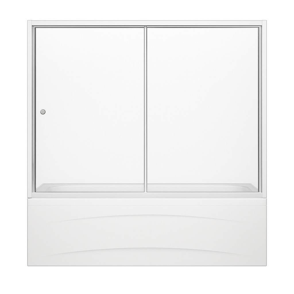 Штора на ванну KO&PO 150 S 2 150х140 см розсувна біла скло прозоре