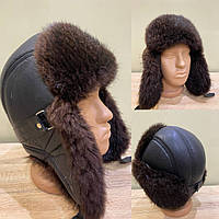 Чоловіча вушка з натурального стриженого хутра бобра