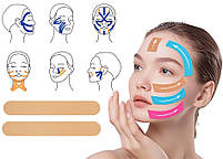 Кінезіо тейп для обличчя та пальців рук набір 50 шт. Косметична стрічка для підтяжки і від травм, фото 5