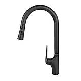 Змішувач для кухні з висувним виливом MONE Deluxe HILARY 7389389B Black, фото 3