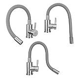 Змішувач кухонний MONRO з нержавіючої сталі ESA 7393 сірий, фото 4