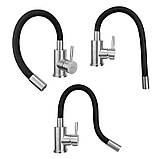 Змішувач кухонний MONRO з нержавіючої сталі ESA 7393 чорний, фото 4