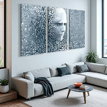 Сучасна картина Абстракція 3D графіка Ліцо Геометрична фігура 90х60 із 3-х частин