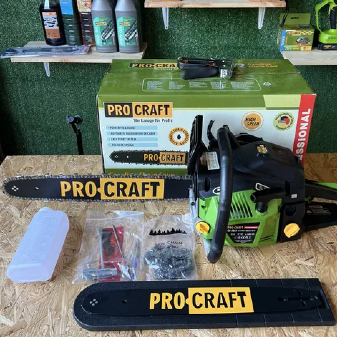 Бензопила Procraft GS50/2 Пила цепная Бензопила для дома Профессиональные бензопилы (Пила ручная бензиновая для спила деревьев) - фото 1 - id-p2726202401