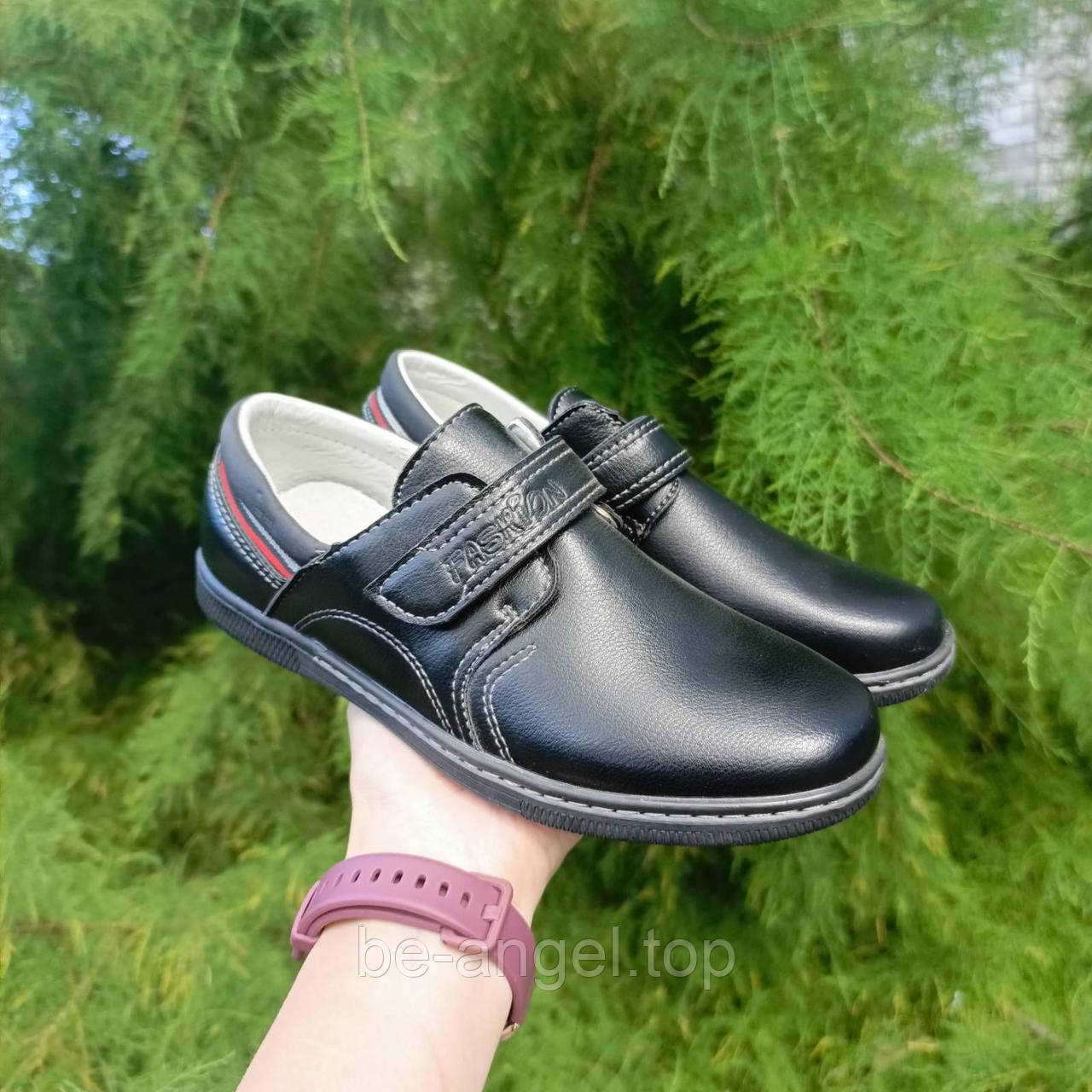 Туфлі дитячі чорні на липучці А8087-1, фото 1